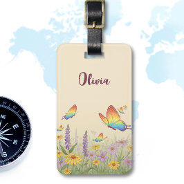 Charming Pastel Butterfly Meadow Gepäckanhänger