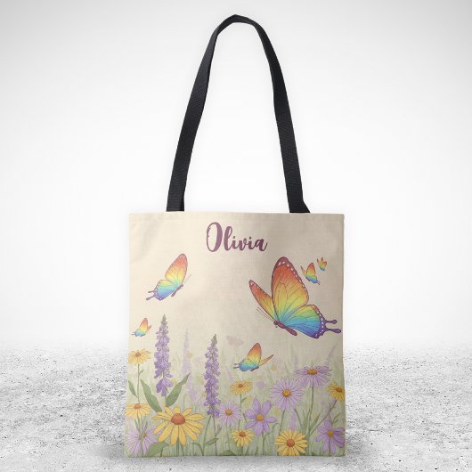 Charming Pastel Butterfly Meadow Tasche