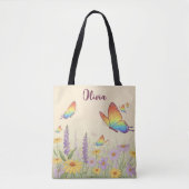 Charming Pastel Butterfly Meadow Tasche (Vorderseite)