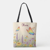 Charming Pastel Butterfly Meadow Tasche (Rückseite)