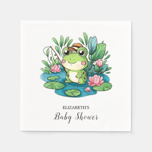 Charming Pastel Frog Baby Dusche Serviette (Vorderseite)