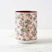 Charming Pastel Peach Floral Zweifarbige Tasse (Mittel)