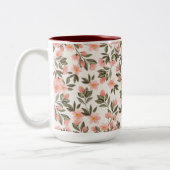 Charming Pastel Peach Floral Zweifarbige Tasse (Links)