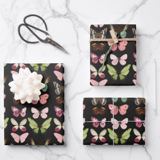 Charming Pastell Butterfly Packpapier Geschenkpapier Set (Vorderseite)