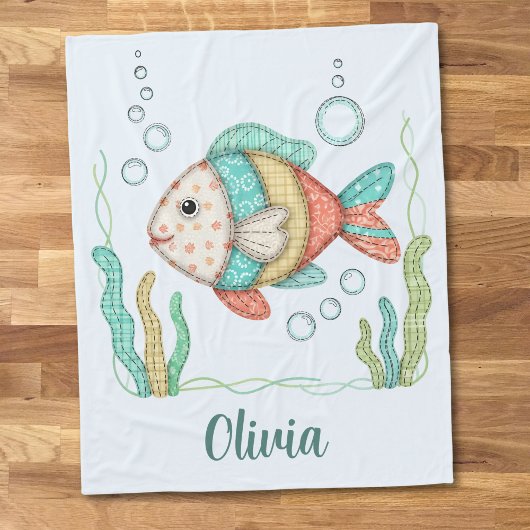 Charming-Patchwork-Fisch Fleecedecke