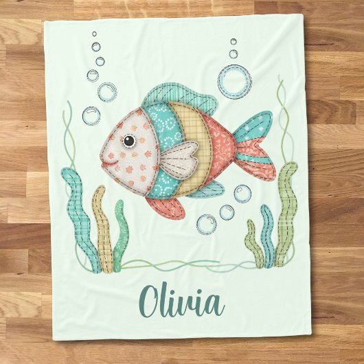 Charming-Patchwork-Fisch Fleecedecke