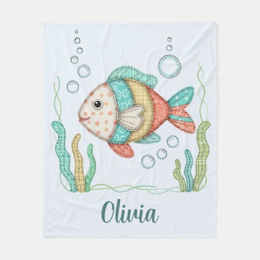 Charming-Patchwork-Fisch Fleecedecke (Vorderseite)