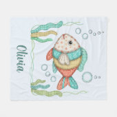 Charming-Patchwork-Fisch Fleecedecke (Vorderseite (Horizontal))