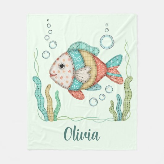 Charming-Patchwork-Fisch Fleecedecke (Vorderseite)