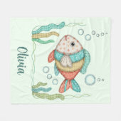 Charming-Patchwork-Fisch Fleecedecke (Vorderseite (Horizontal))