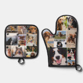 Charming Pawprints Pet Photo Collage Template Ofenhandschuh & Topflappen-Set (Vorderseite)