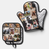 Charming Pawprints Pet Photo Collage Template Ofenhandschuh & Topflappen-Set (Vorderseite/Rückseite)
