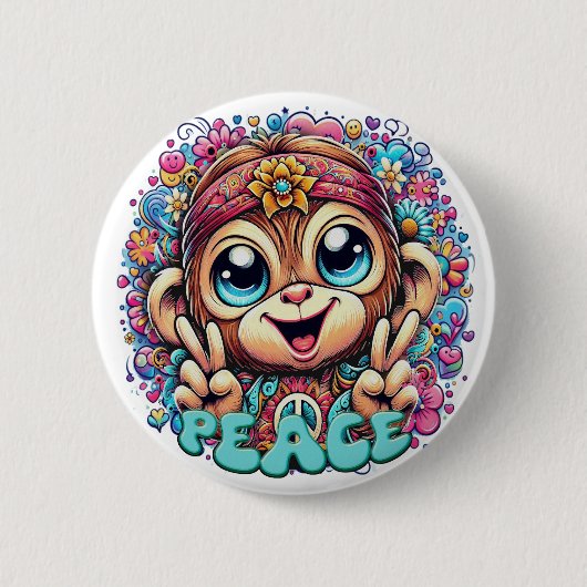 "Charming Peace Monkey" Button (Vorderseite)