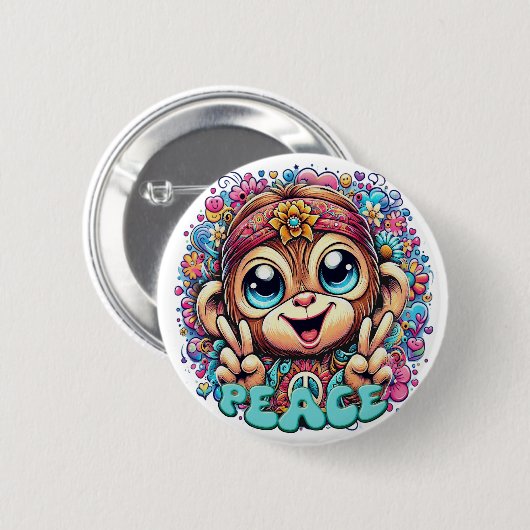 "Charming Peace Monkey" Button (Vorne & Hinten)