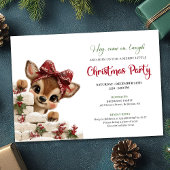 Charming peeking reindeer fun holiday party invite einladung