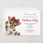 Charming peeking reindeer fun holiday party invite einladung (Vorderseite)