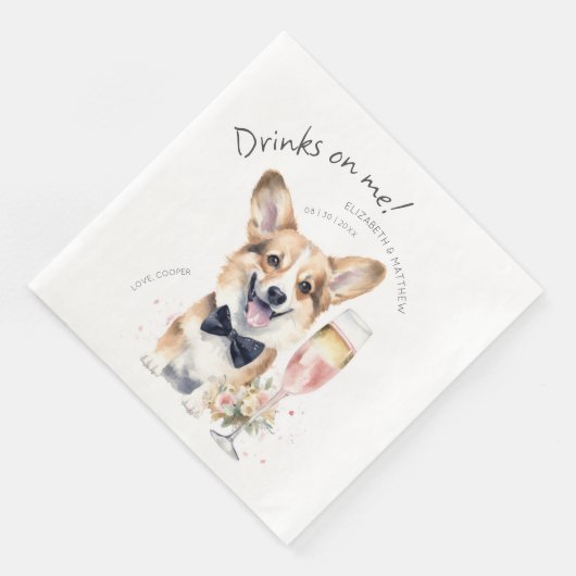 Charming Pembroke Welsh Corgi Waiter Serviette (Ecke)