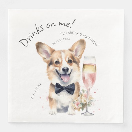 Charming Pembroke Welsh Corgi Waiter Serviette (Vorderseite)