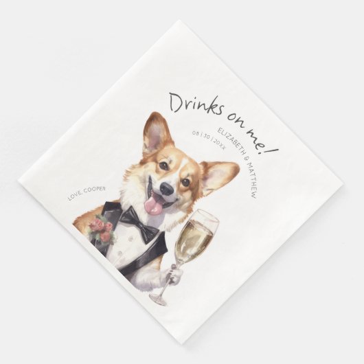 Charming Pembroke Welsh Corgi Waiter Serviette (Ecke)