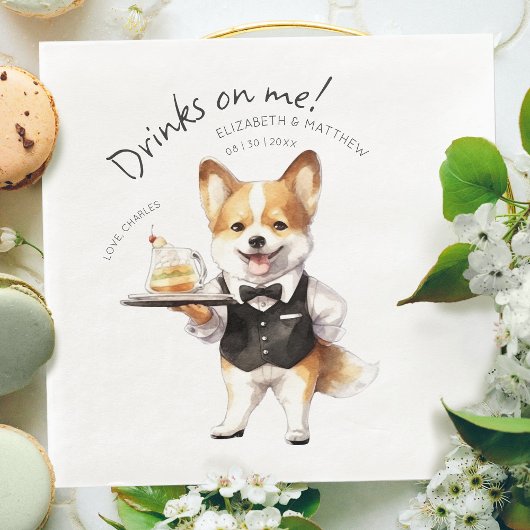 Charming Pembroke Welsh Corgi Waiter Serviette