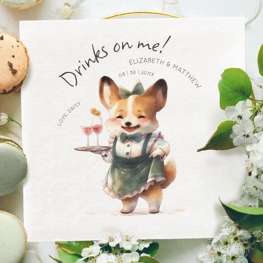 Charming Pembroke Welsh Corgi Waiter Serviette