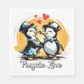 Charming Penguin Couple Serviette (Vorderseite)