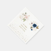 Charming Pink Blue Gold Blume Twins Taufe Serviette (Ecke)
