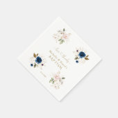 Charming Pink Blue Gold Floral Twins Taufe Serviette (Ecke)