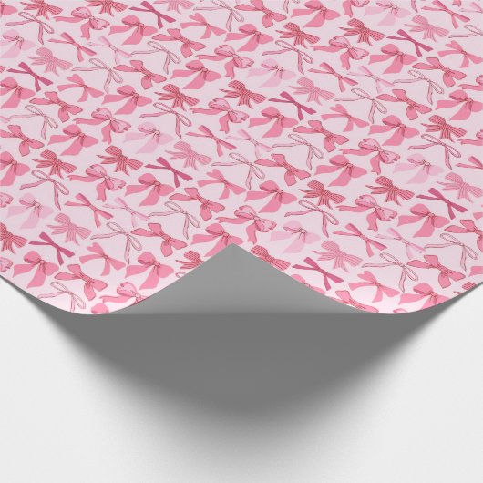 charming pink bow pattern geschenkpapier (Ecke)