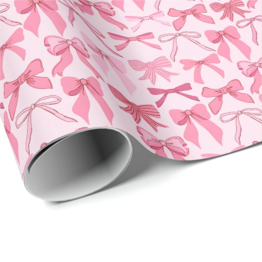 charming pink bow pattern geschenkpapier (Rolleneckpunkt)