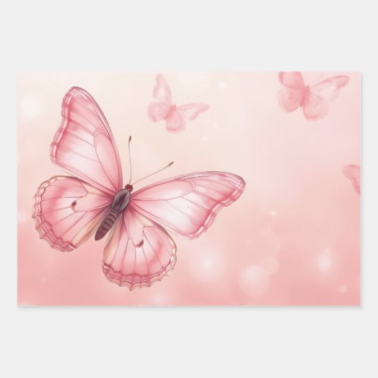 charming pink butterflies geschenkpapier set (Vorderseite 2)