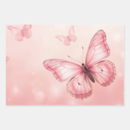 charming pink butterflies geschenkpapier set