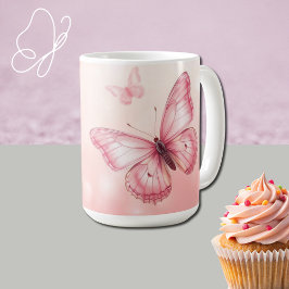 charming pink butterlies kaffeetasse