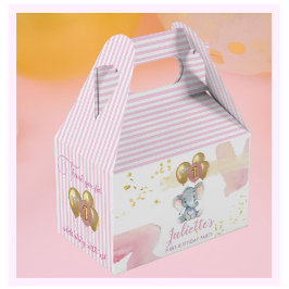 Charming Pink Floral Elephant Erstes Geburtstagsmä Geschenkschachtel