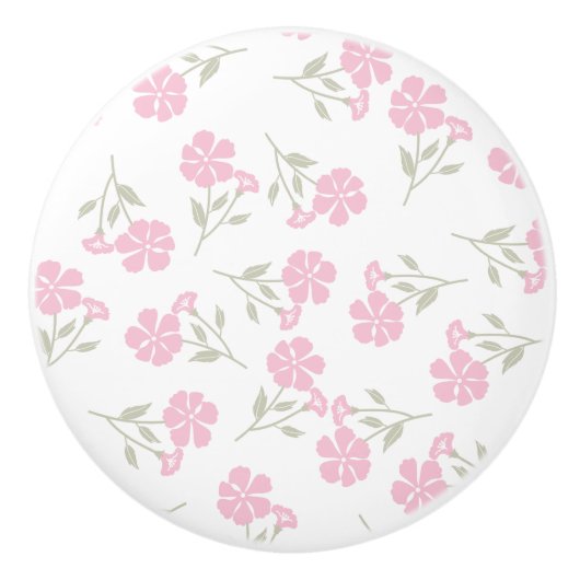 Charming Pink Floral Pattern Ceramic Knob for Deco Keramikknauf (Vorderseite)