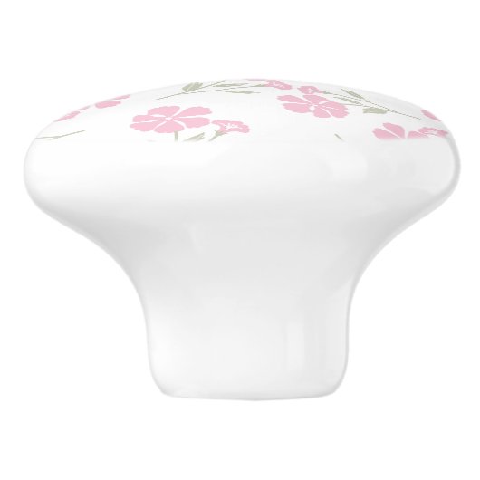 Charming Pink Floral Pattern Ceramic Knob for Deco Keramikknauf (Seitenansicht)