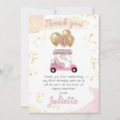 Charming Pink Glam Golf Cart Danke Karte (Vorderseite)