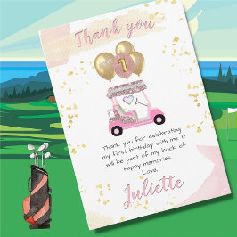 Charming Pink Glam Golf Cart Danke Karte