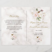 Charming Pink Gold Blume Marmorhochzeit Programm (Vorderseite)
