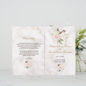 Charming Pink Gold Blume Marmorhochzeit Programm (Stehend Vorderseite)
