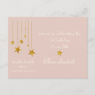Charming Pink & Gold Twinkle Twinkle Einladung