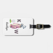 Charming Pink Golf Bag Personalized Monogrammed  Gepäckanhänger (Vorderseite horizontal)