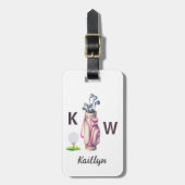 Charming Pink Golf Bag Personalized Monogrammed  Gepäckanhänger (Vorderseite vertikal)