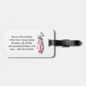 Charming Pink Golf Bag Personalized Monogrammed  Gepäckanhänger (Rückseite horizontal)