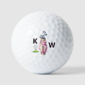 Charming Pink Golf Bag Personalized Monogrammed  Golfball (Vorderseite)