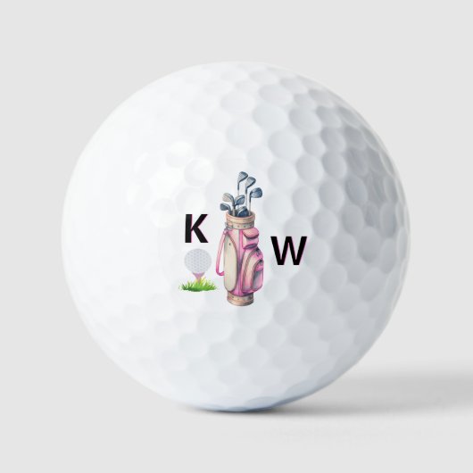 Charming Pink Golf Bag Personalized Monogrammed  Golfball (Vorderseite)