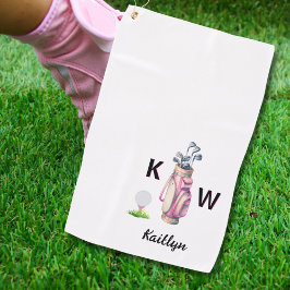 Charming Pink Golf Bag Personalized Monogrammed  Golfhandtuch