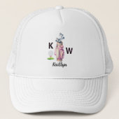 Charming Pink Golf Bag Personalized Monogrammed  Truckerkappe (Vorderseite)