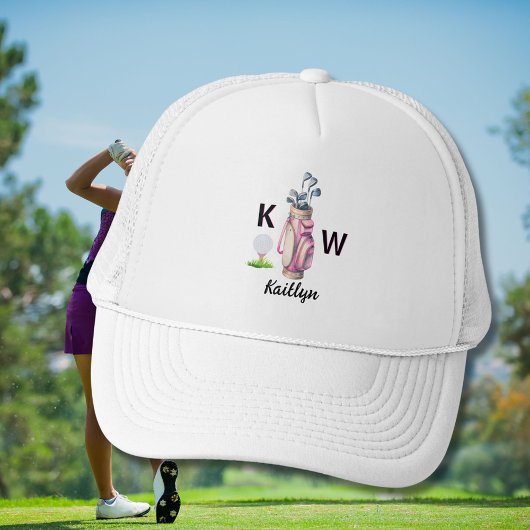 Charming Pink Golf Bag Personalized Monogrammed  Truckerkappe