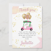 Charming Pink Golf Cart Dankeschön Karte (Vorderseite)